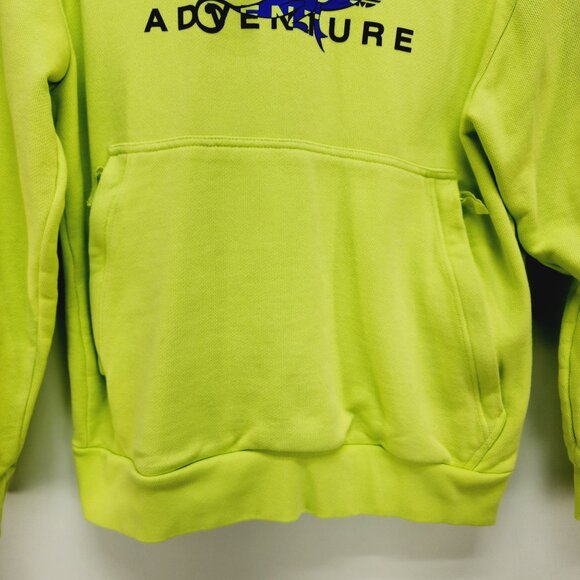 Adidas Adventure Lime Green Hoodie Mens  Size S Kangaroo Pocket Drawstring Hood - Picture 7 of 12